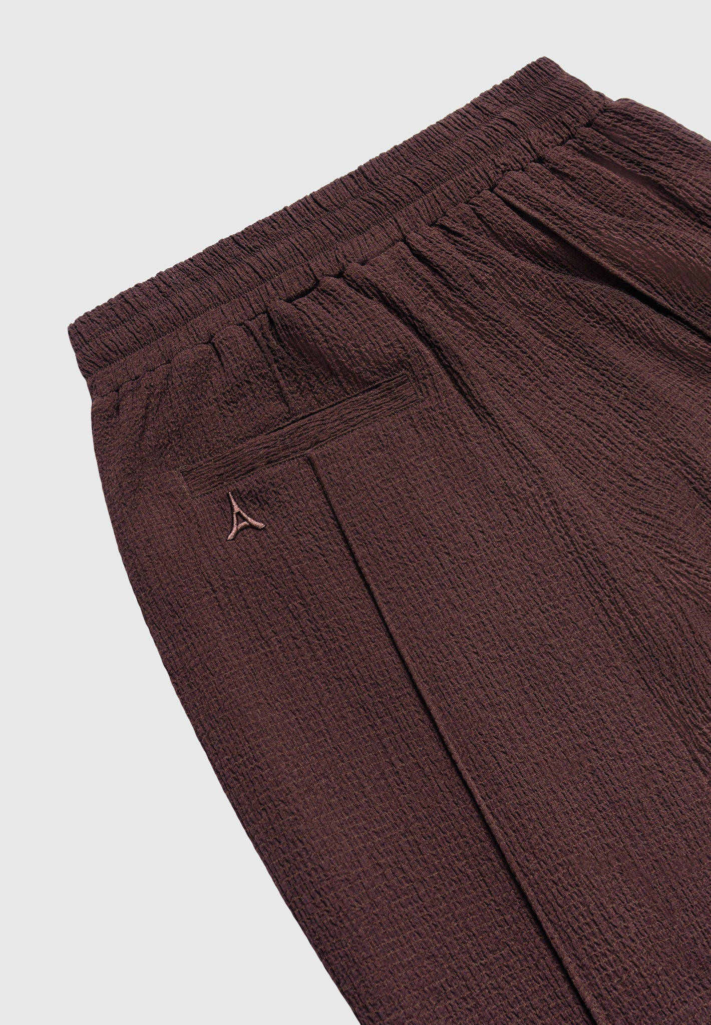 Seersucker Tapered Trousers - Brown