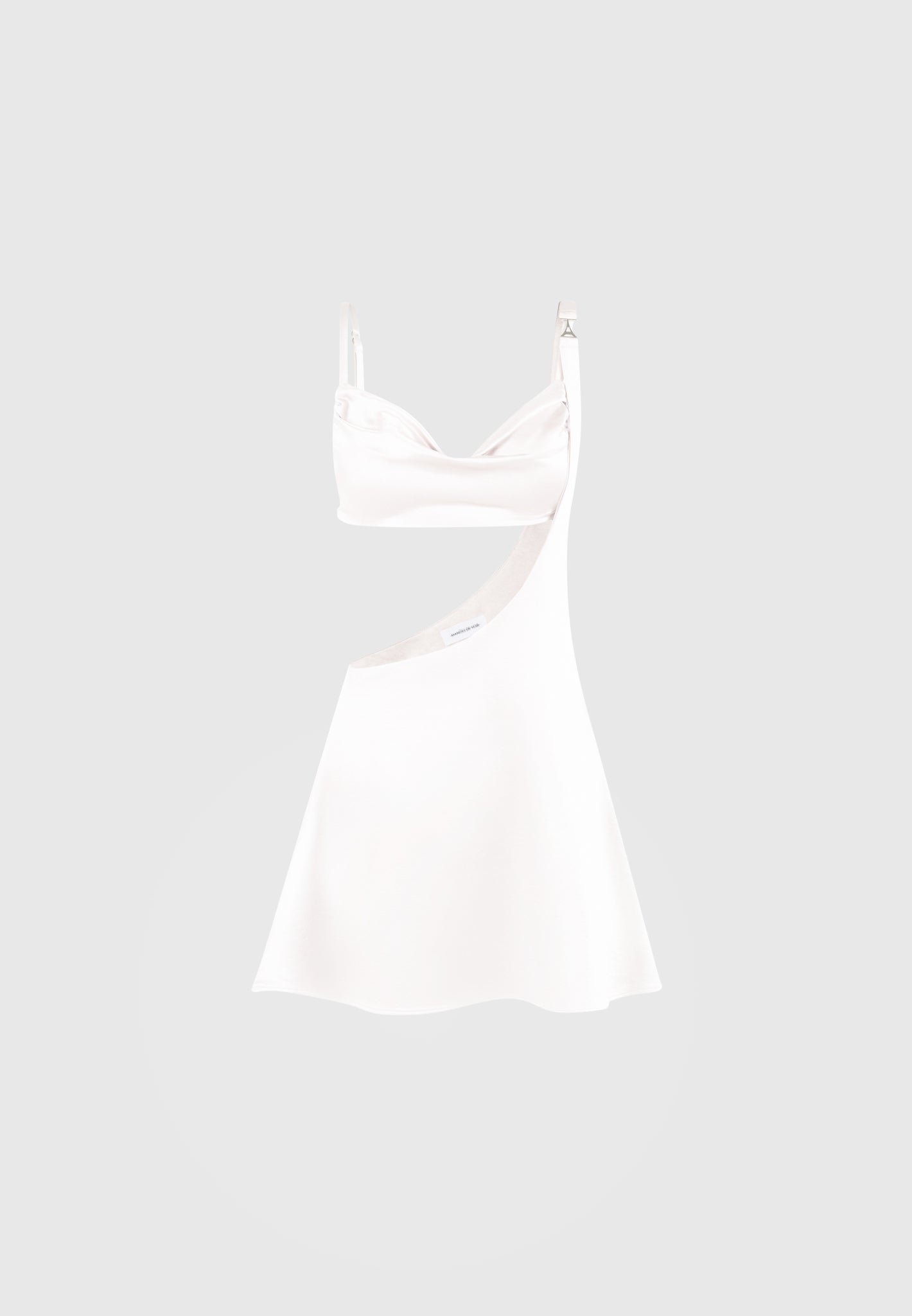 Satin Bralette Fluted Mini Dress - Pearl