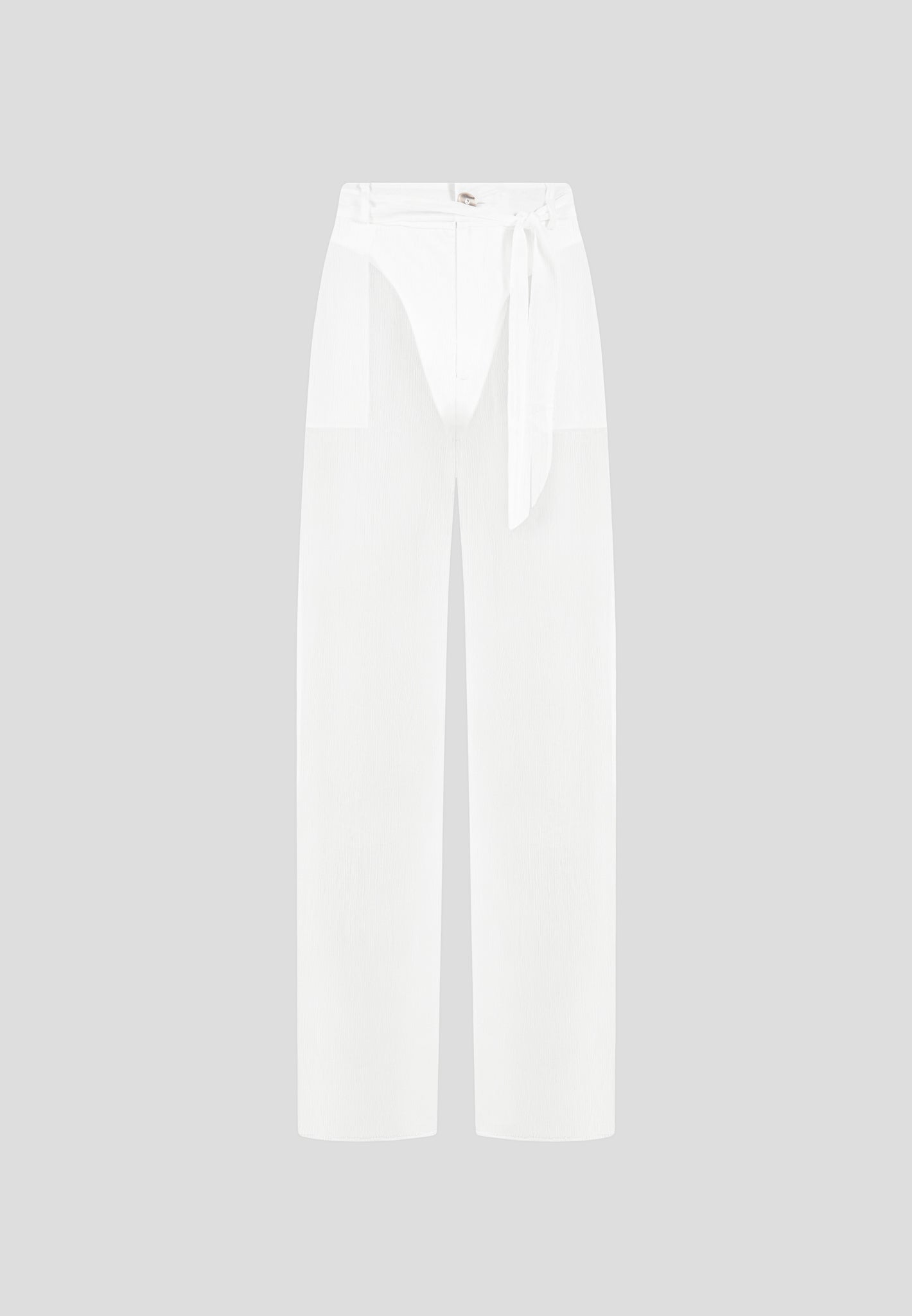 Sheer Belted Trousers - White